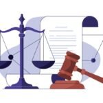 Ilustração jurídica com balança da justiça, martelo de juiz e documento legal ao fundo, representando processos judiciais, precatórios, RPVs, decisões judiciais e direitos dos credores.
